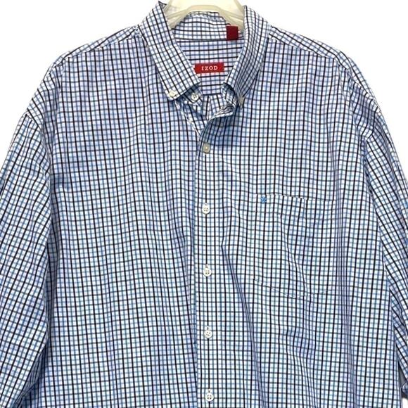 Izod Plaid Button Down Shirt long sleeve collar Men’s Size XXL - Picture 2 of 6